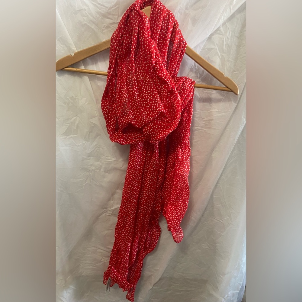 H&M Vintage Red Polka Dot Scarf – Retro Rockabilly Ditsy Print Wrap EUC